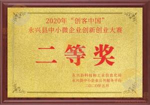 2020年创客中国永兴县中小微企业创新大赛二等奖